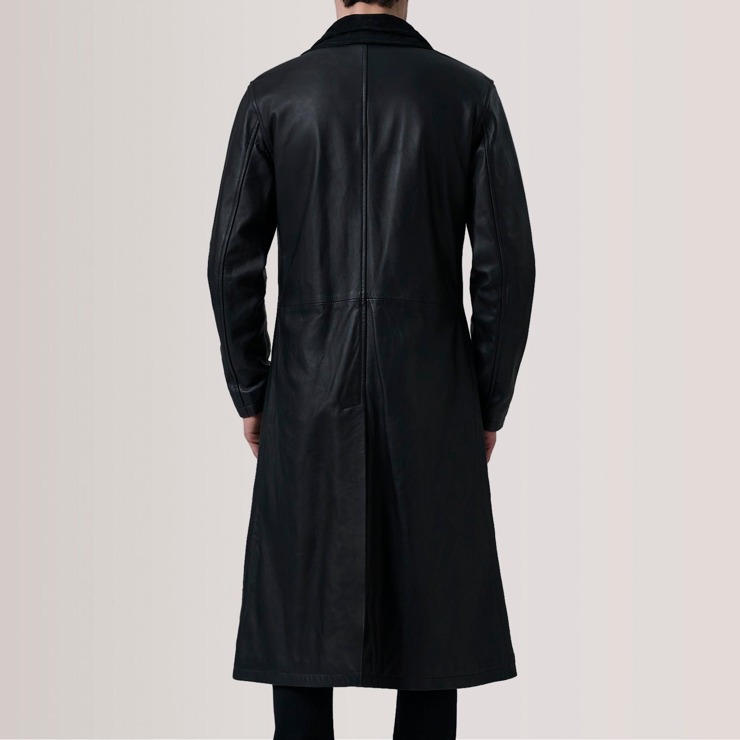 Sowachi Charlton Black Leather Single Breasted Coat