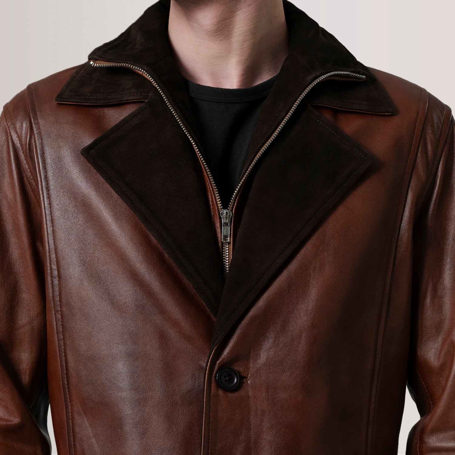 Sowachi Charlton Waxed Brown Leather Single Breasted Coat