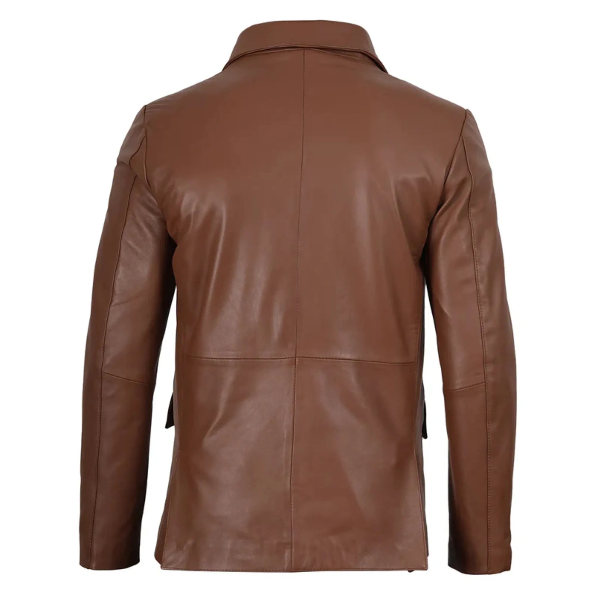 Sowachi Men's Cognac Brown Real Leather Blazer