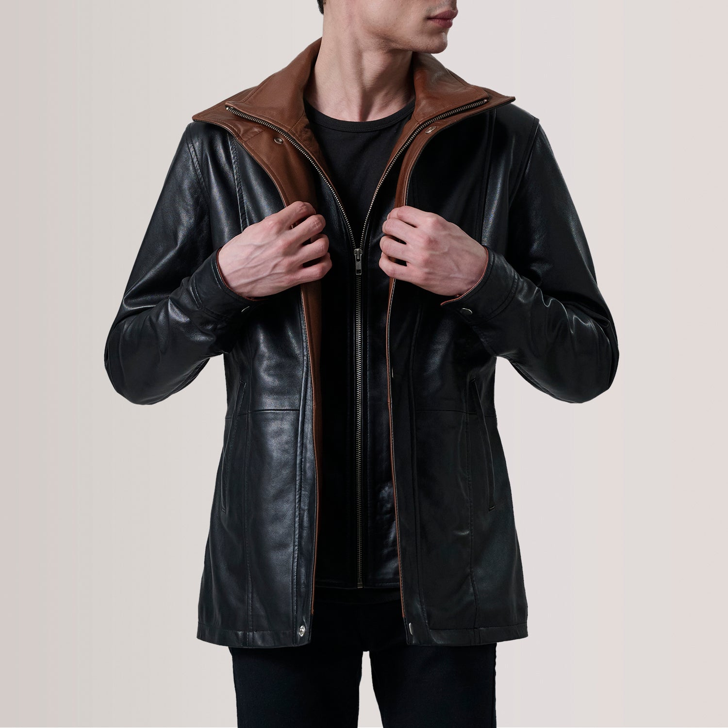 Sowachi Connor Black Leather Coat