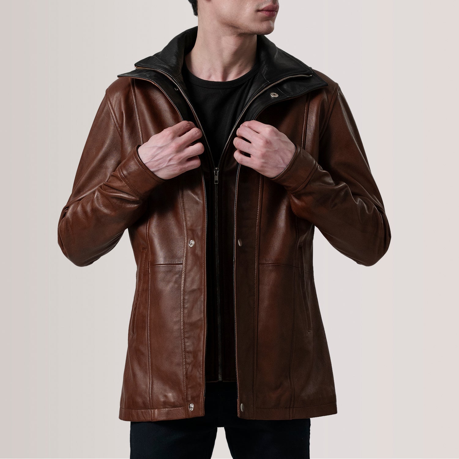 Sowachi Connor Waxed Brown Leather Coat
