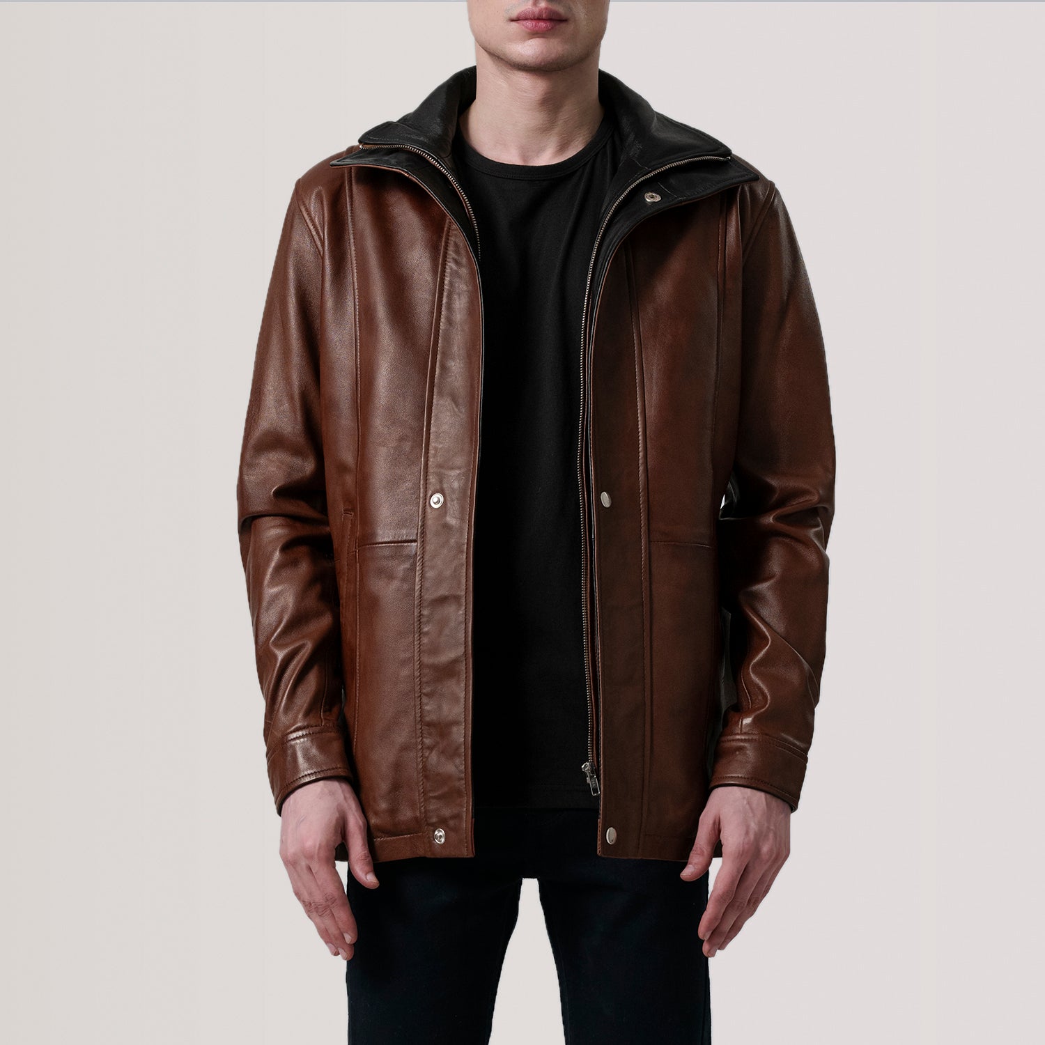 Sowachi Connor Waxed Brown Leather Coat