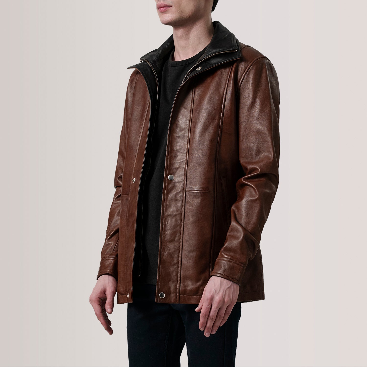 Sowachi Connor Waxed Brown Leather Coat