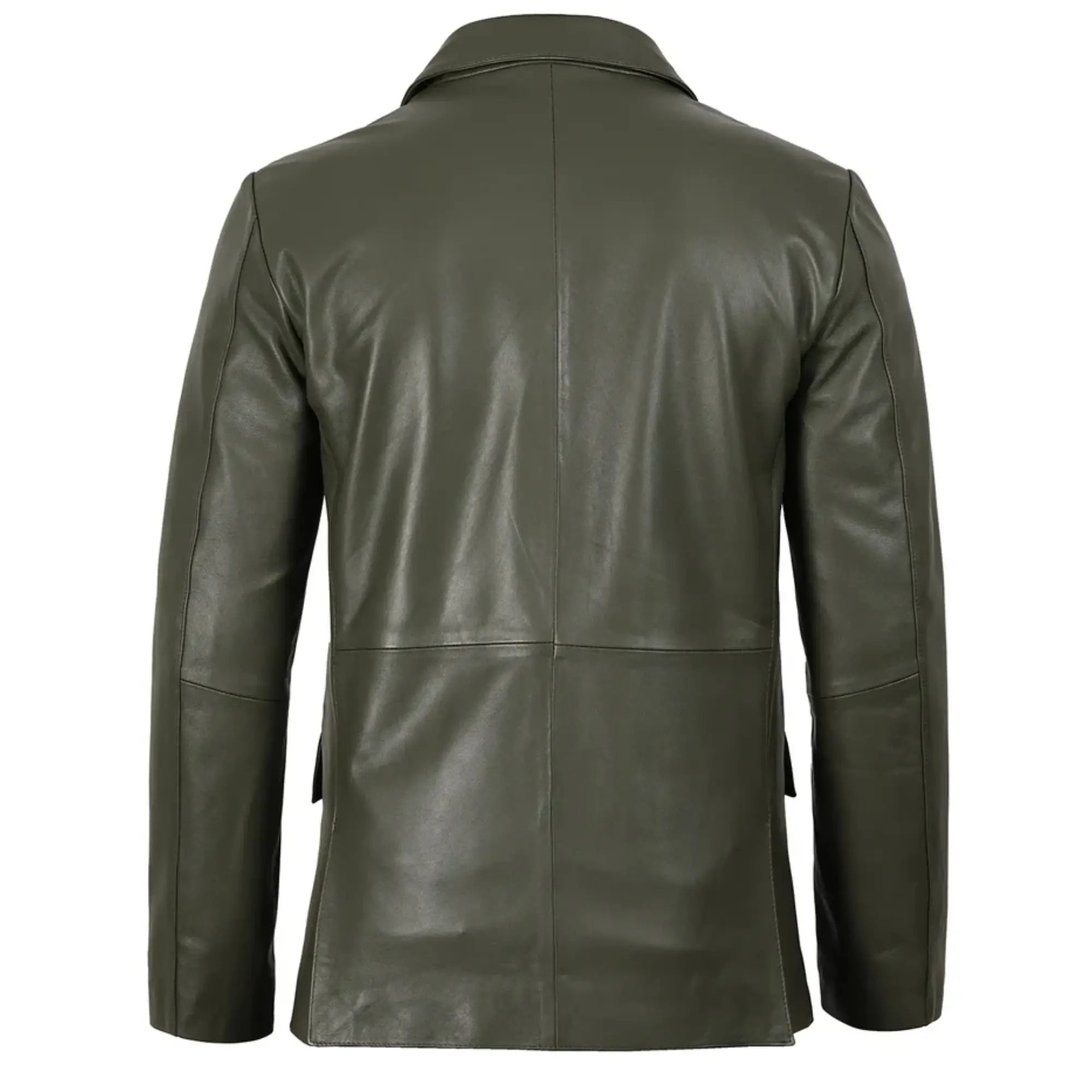 Sowachi Men's Dark Green Real Leather Blazer