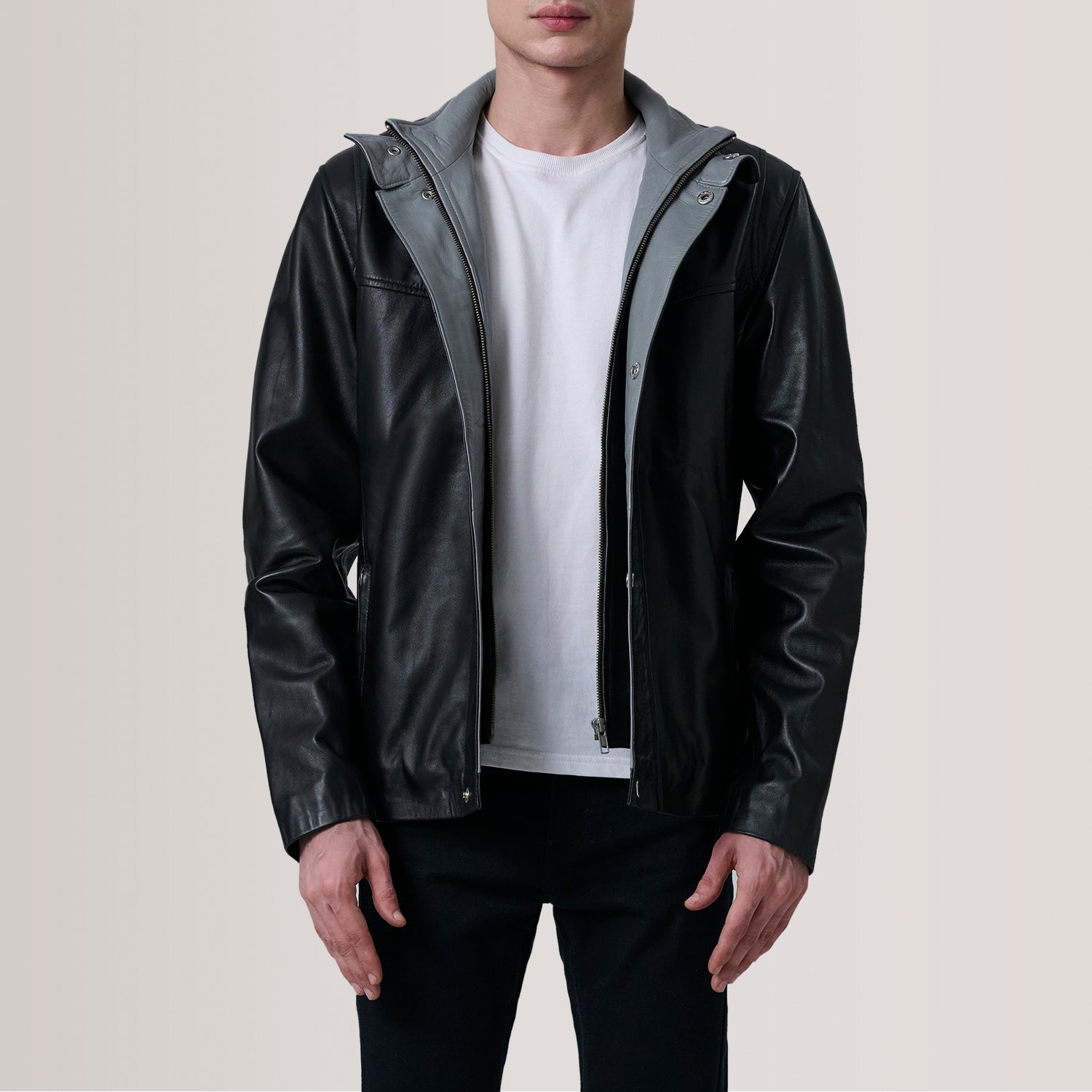 Sowachi Henrik Black Leather Cafe Racer Jacket