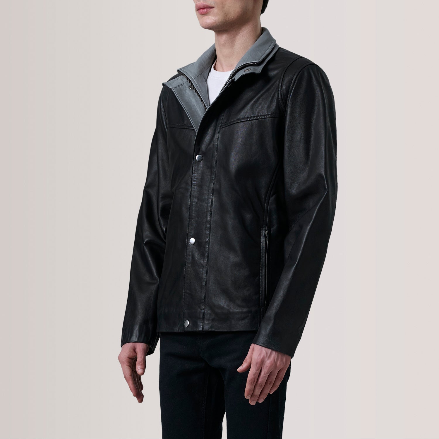 Sowachi Henrik Black Leather Cafe Racer Jacket