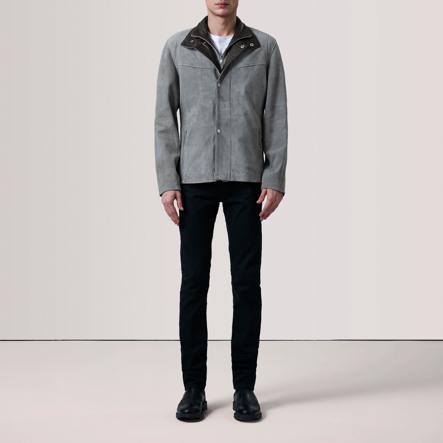 Sowachi Henrik Grey Suede Cafe Racer Jacket