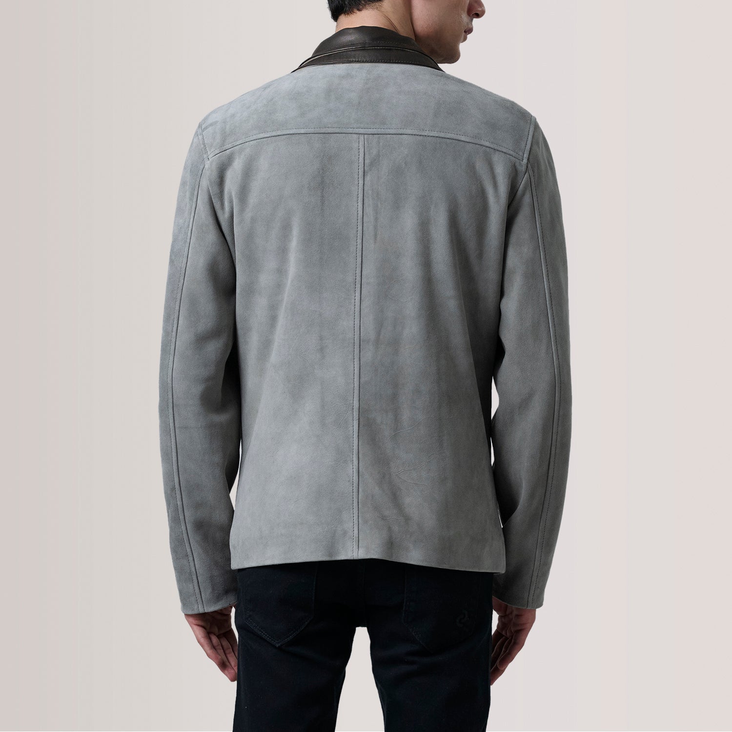 Sowachi Henrik Grey Suede Cafe Racer Jacket