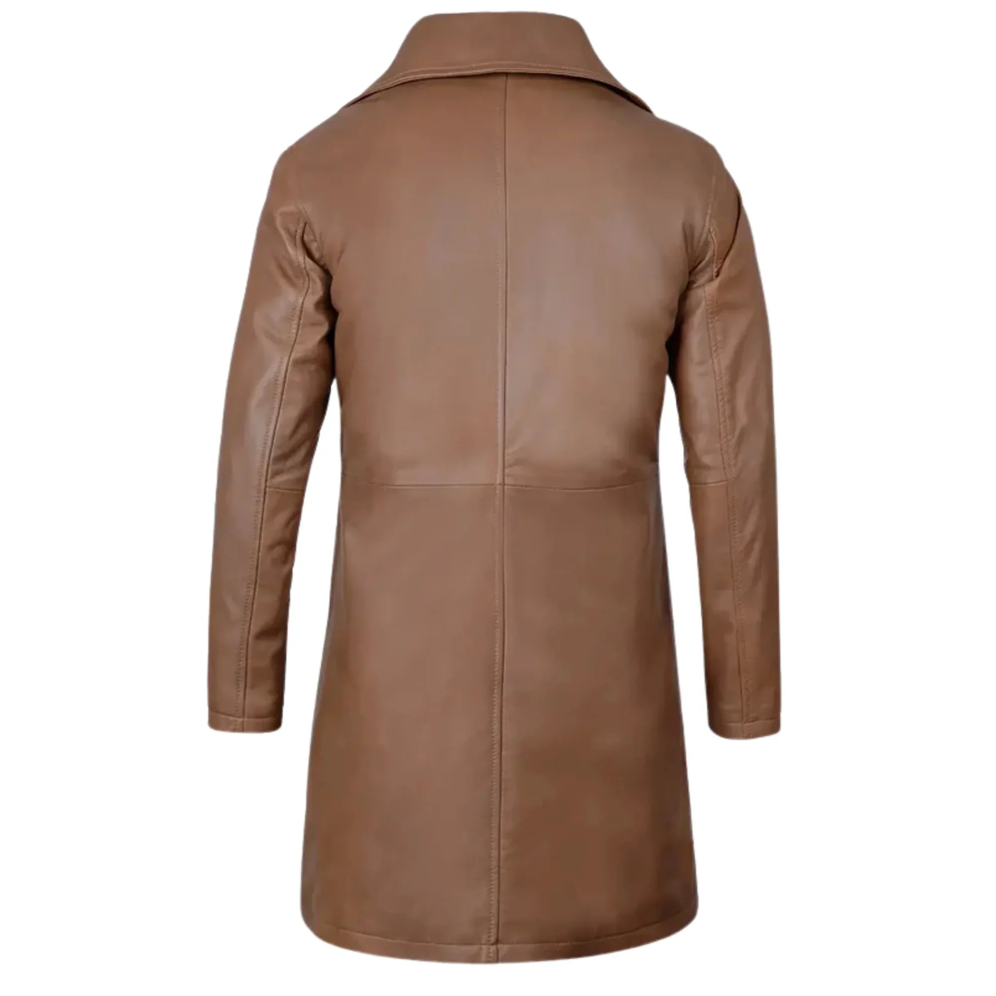 Sowachi Men's Jackson Long Length Brown Leather Car Coat