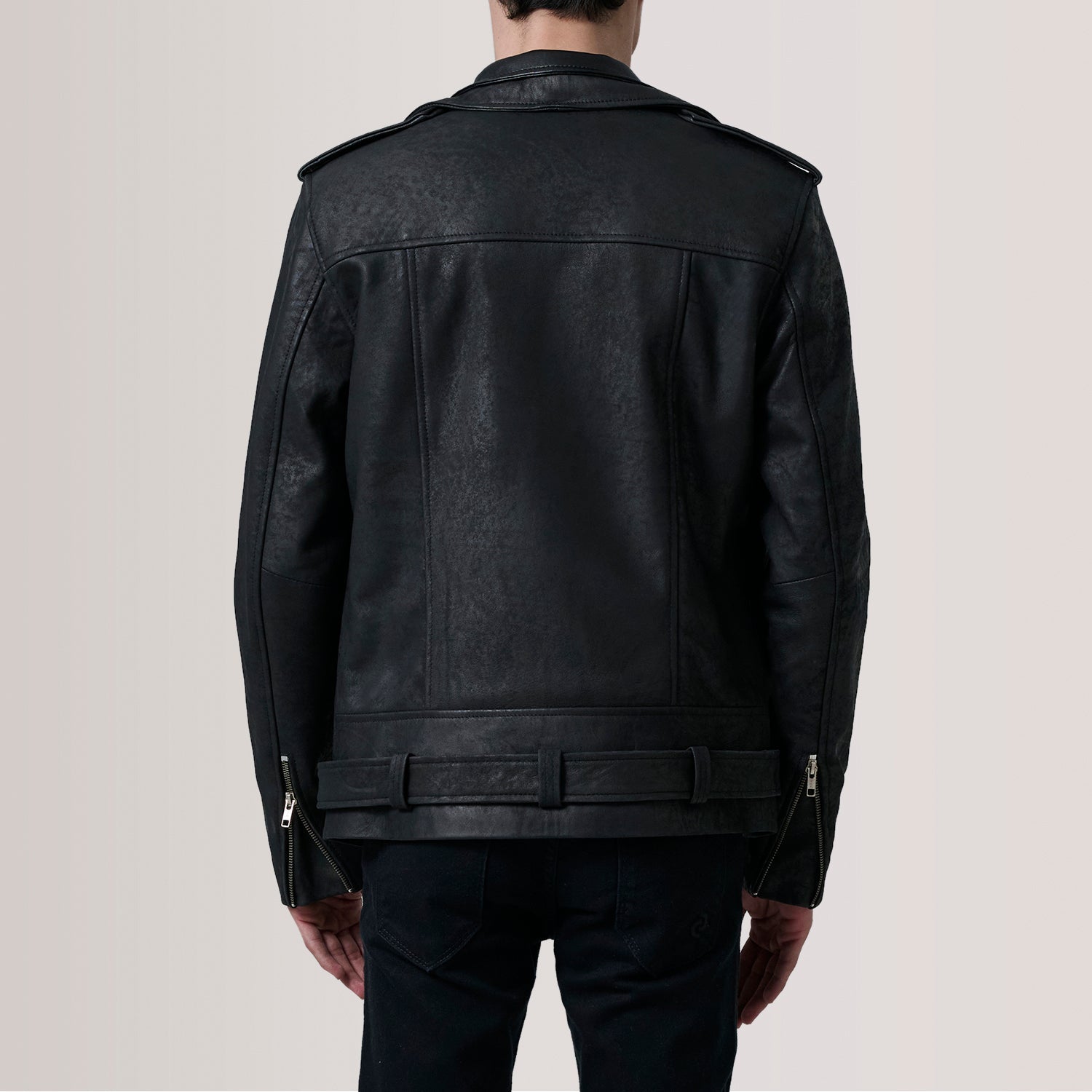 Sowachi Kole Distressed Black Leather Double Rider Jacket