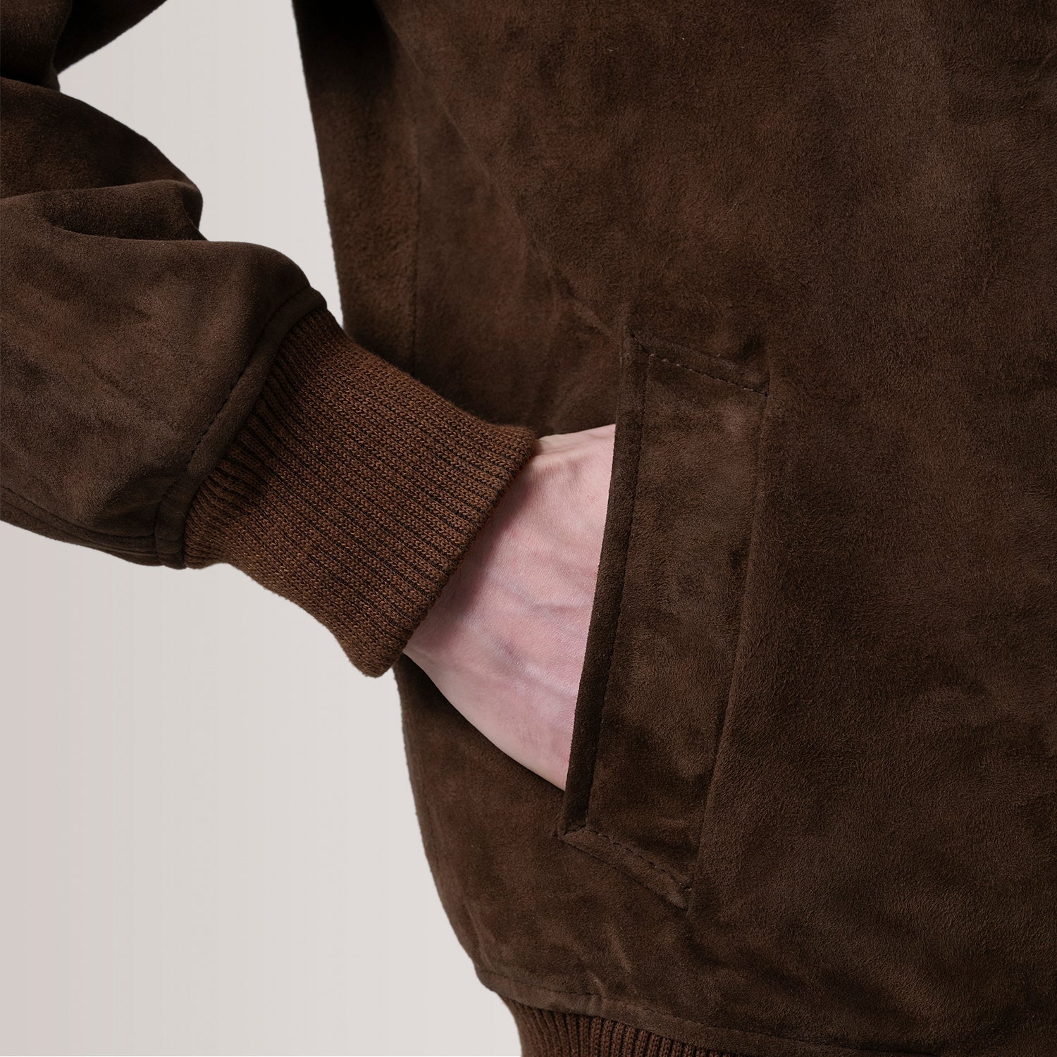Sowachi Lester Brown Suede Bomber Jacket