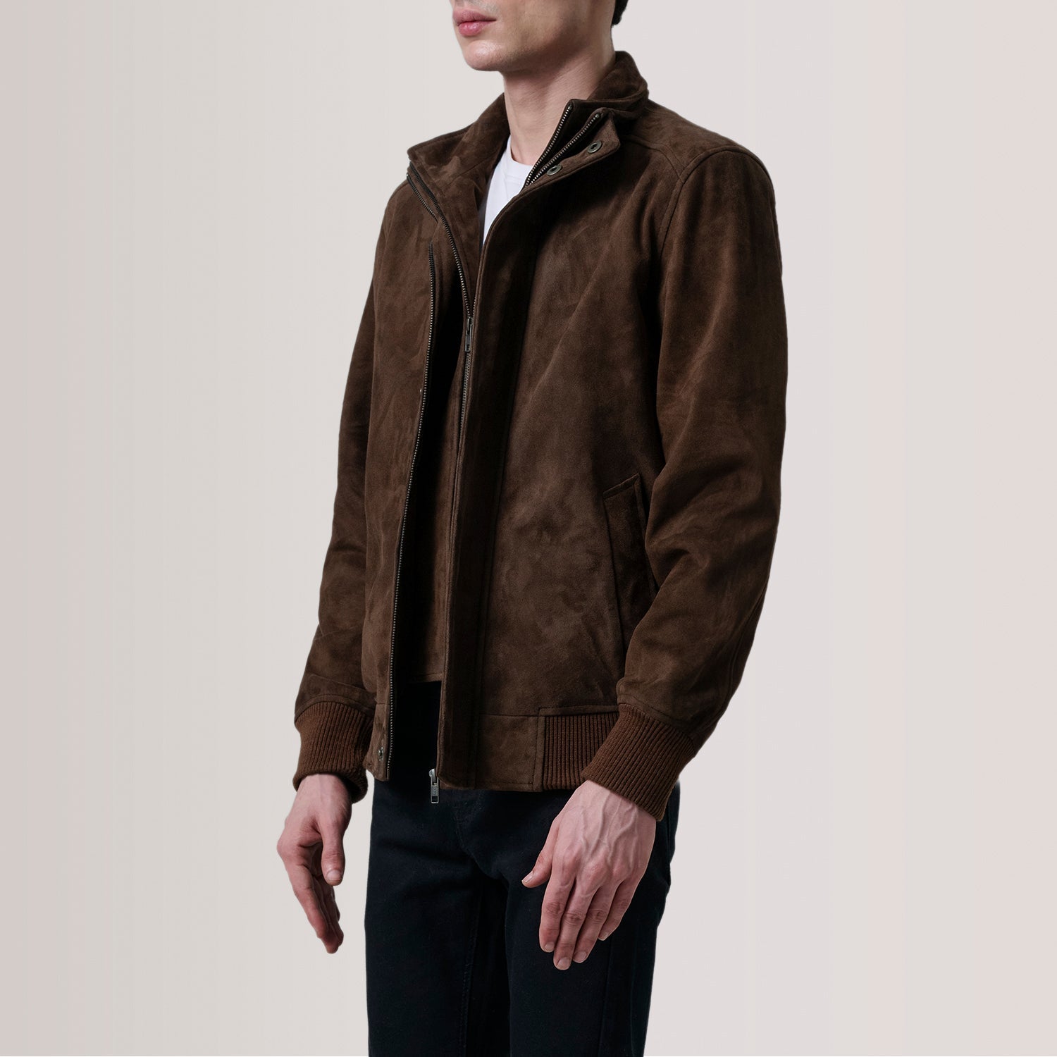 Sowachi Lester Brown Suede Bomber Jacket