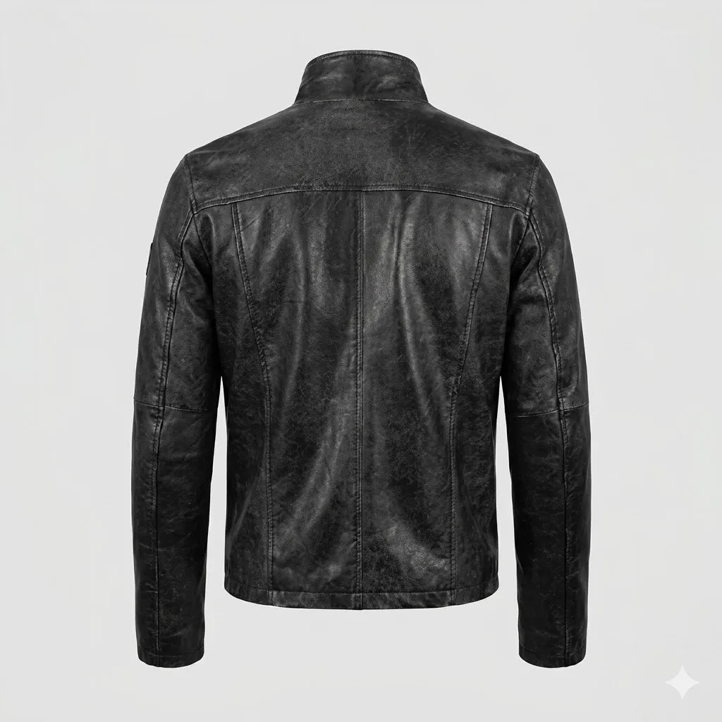 Sowachi Men's Real Sheepskin Black Leather Movie Inspired Jacket