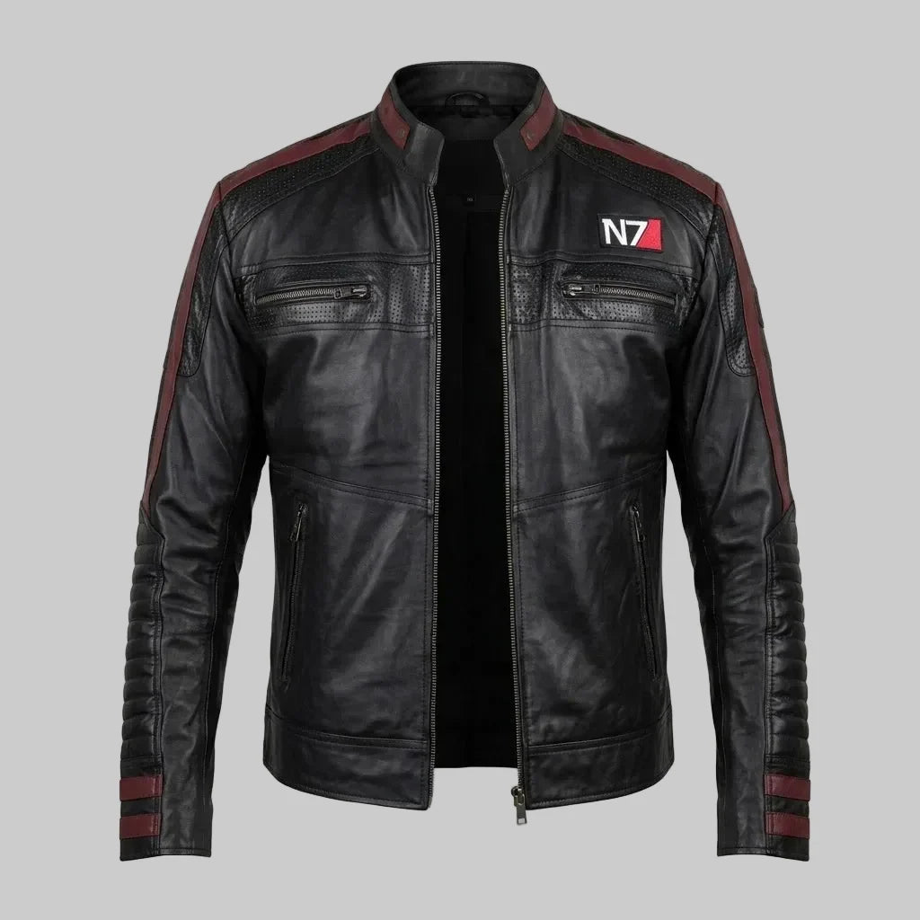Sowachi Men's Real Sheepskin Leather Video Game Inspired Jacket