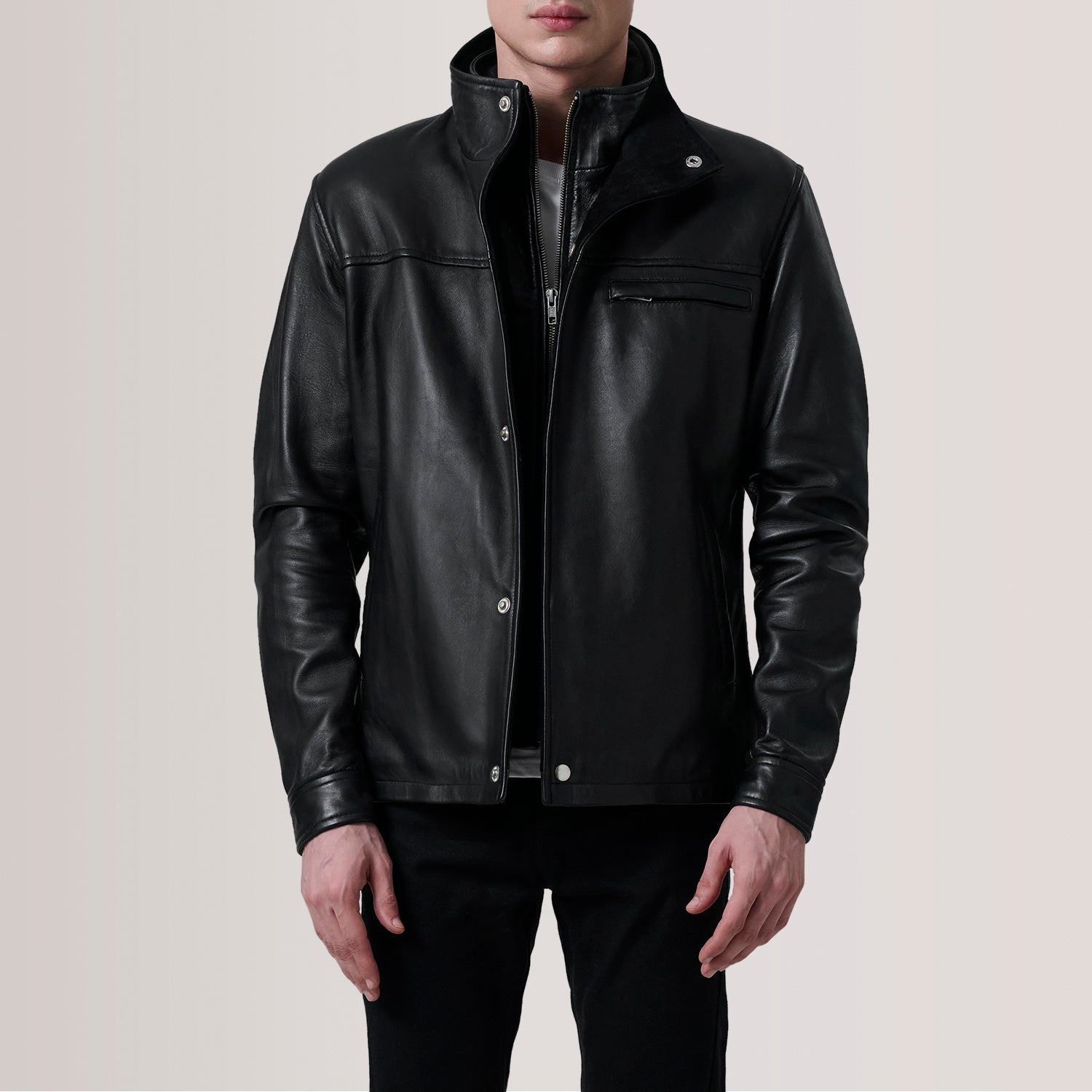 Sowachi Sean Black Leather Classic Jacket
