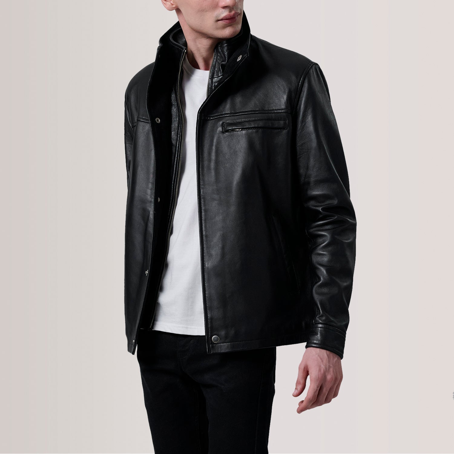 Sowachi Sean Black Leather Classic Jacket