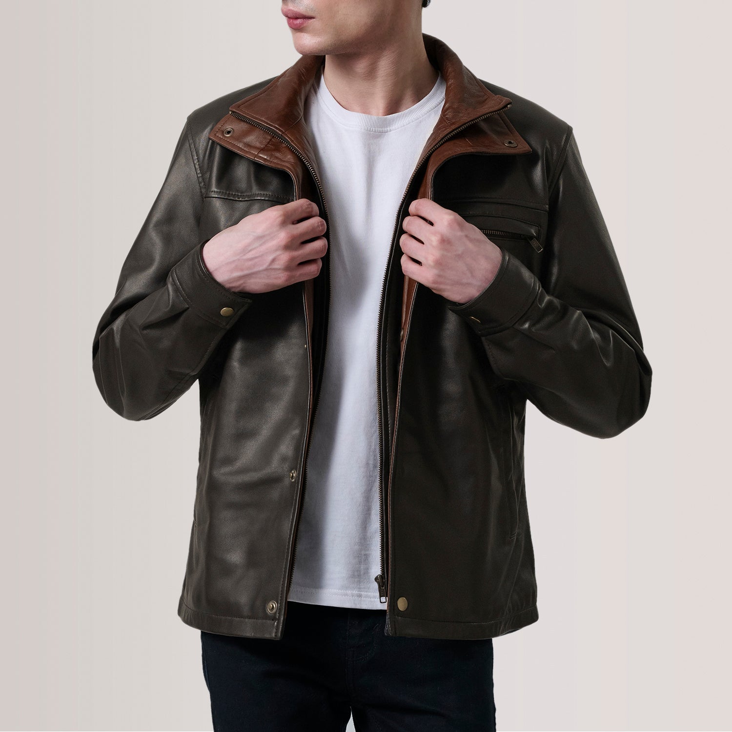 Sowachi Sean Brown Leather Classic Jacket