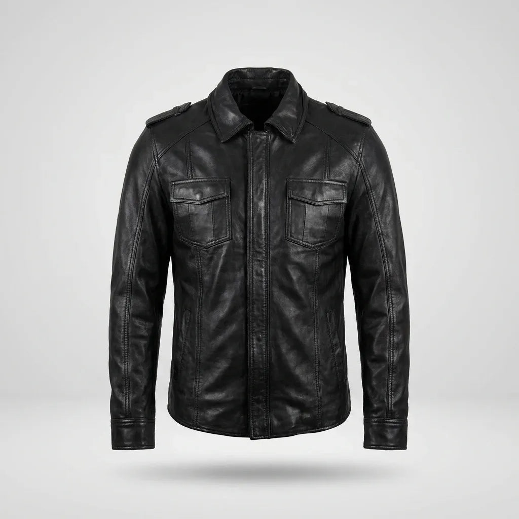 Sowachi Men's Sheepskin Black Leather Movie Inspired Jacket
