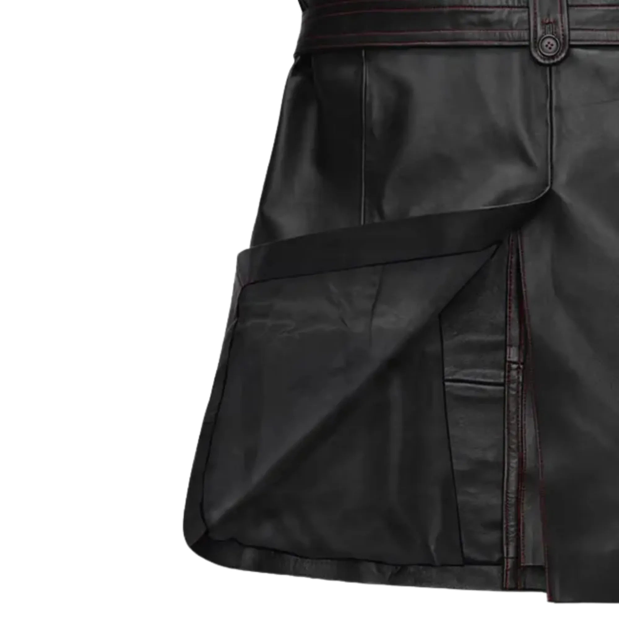 Sowachi Men's Sheepskin Leather Black Trench Coat