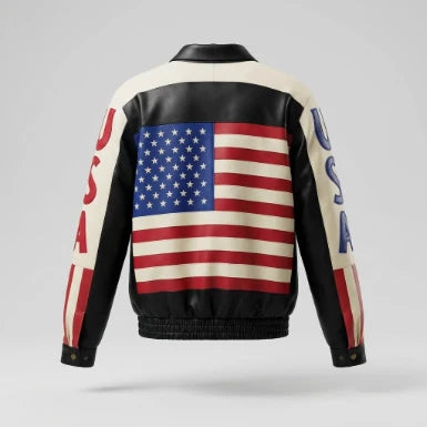 Sowachi Men's Sheepskin Leather Jacket For USA Independence Day