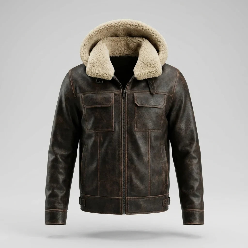 Sowachi Men's Super Hero Inspired Dark Brown Aviator Jacket