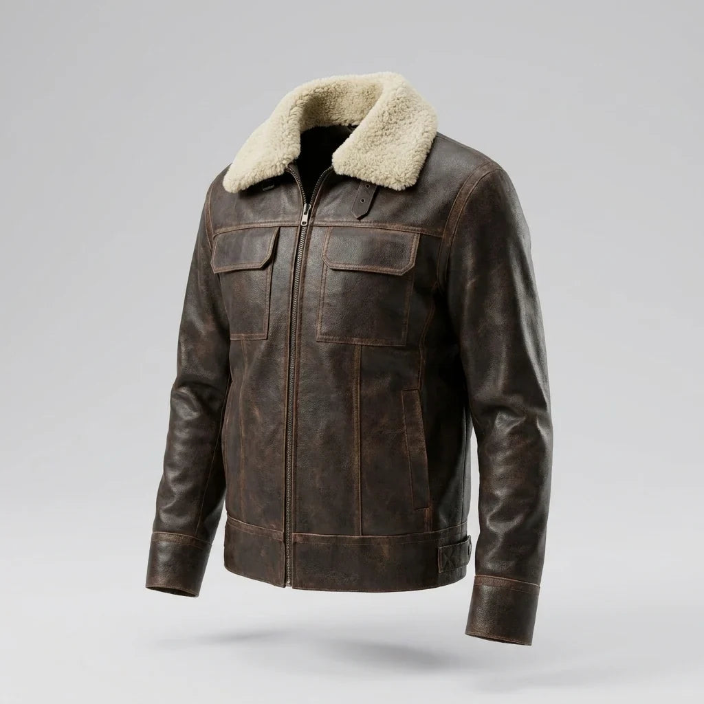 Sowachi Men's Super Hero Inspired Dark Brown Aviator Jacket