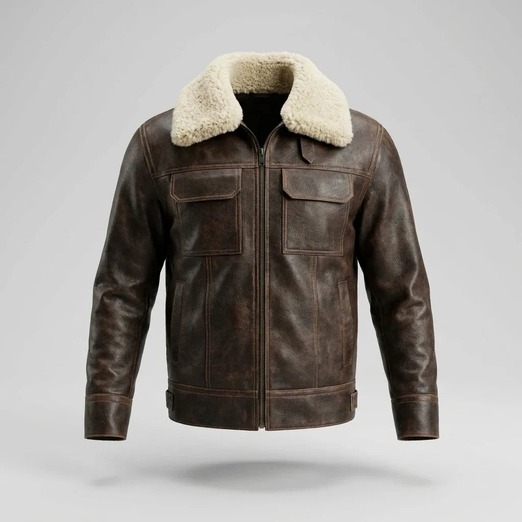 Sowachi Men's Super Hero Inspired Dark Brown Aviator Jacket