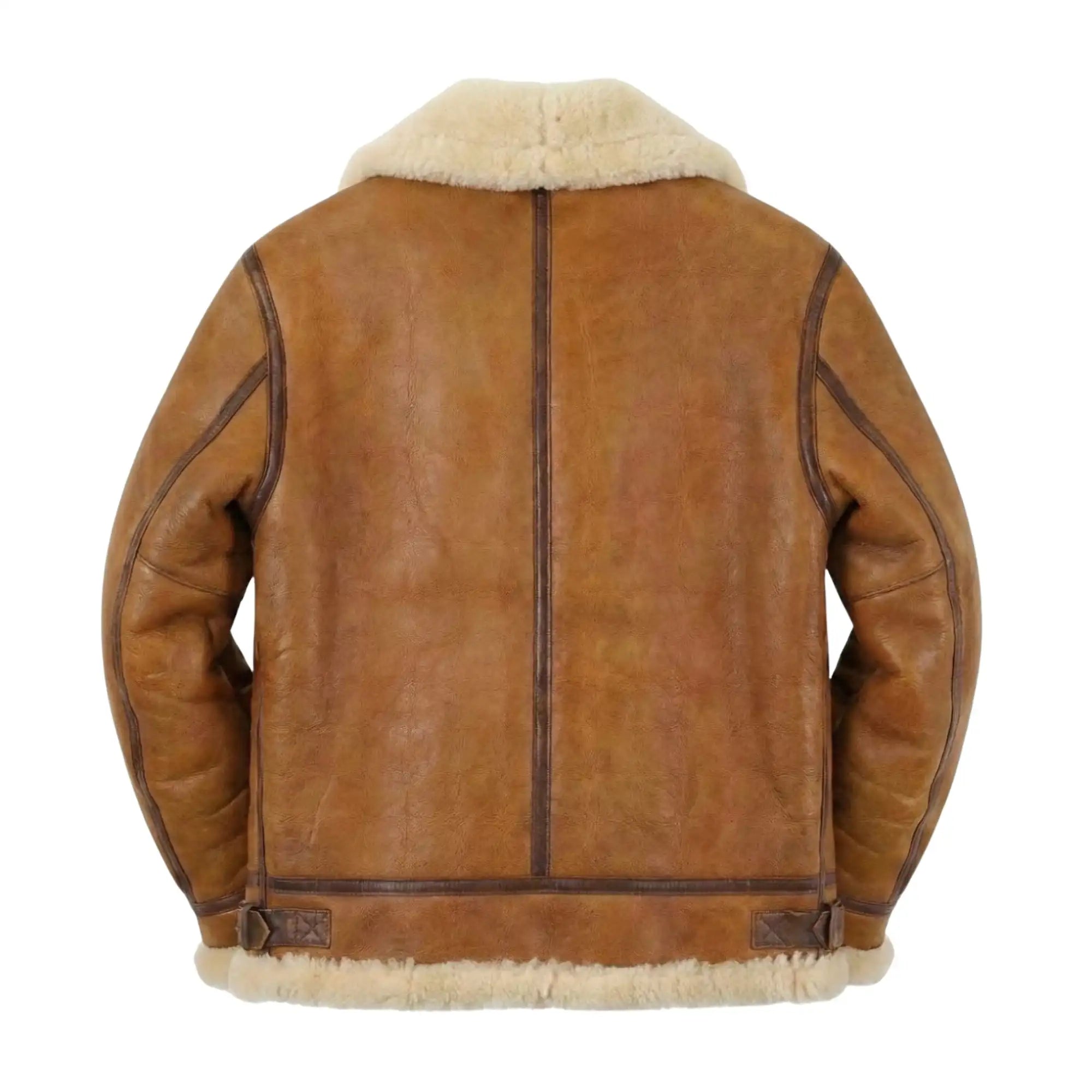 Sowachi Men's Tan Brown Aviator B3 Bomber Leather Jacket