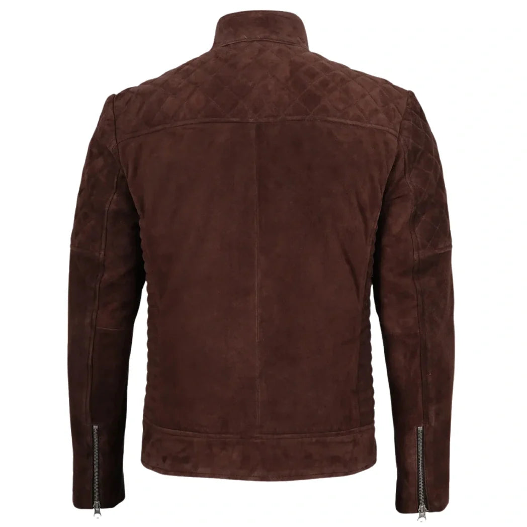 Sowachi Men's Top Notch Dark Brown Suede Leather Jacket