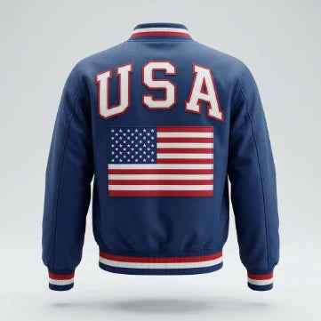Sowachi Men's Varsity American Flag Polyester Jacket