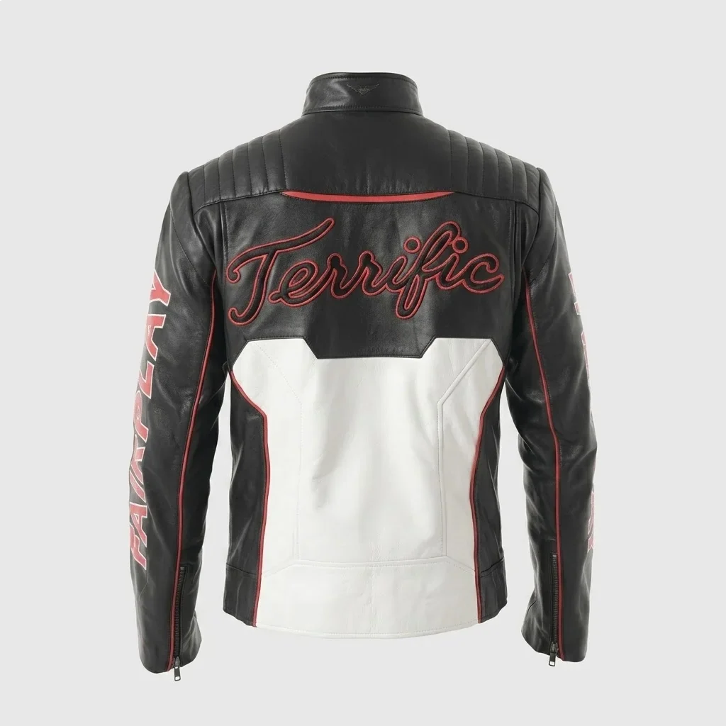 Sowachi Men's White and Black Sheepskin Movie Inspired Leather Jacket