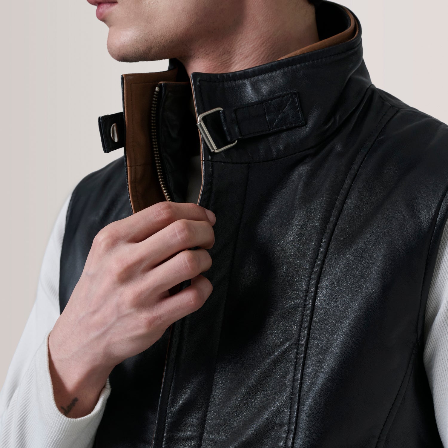 Sowachi Zane Black Leather Vest
