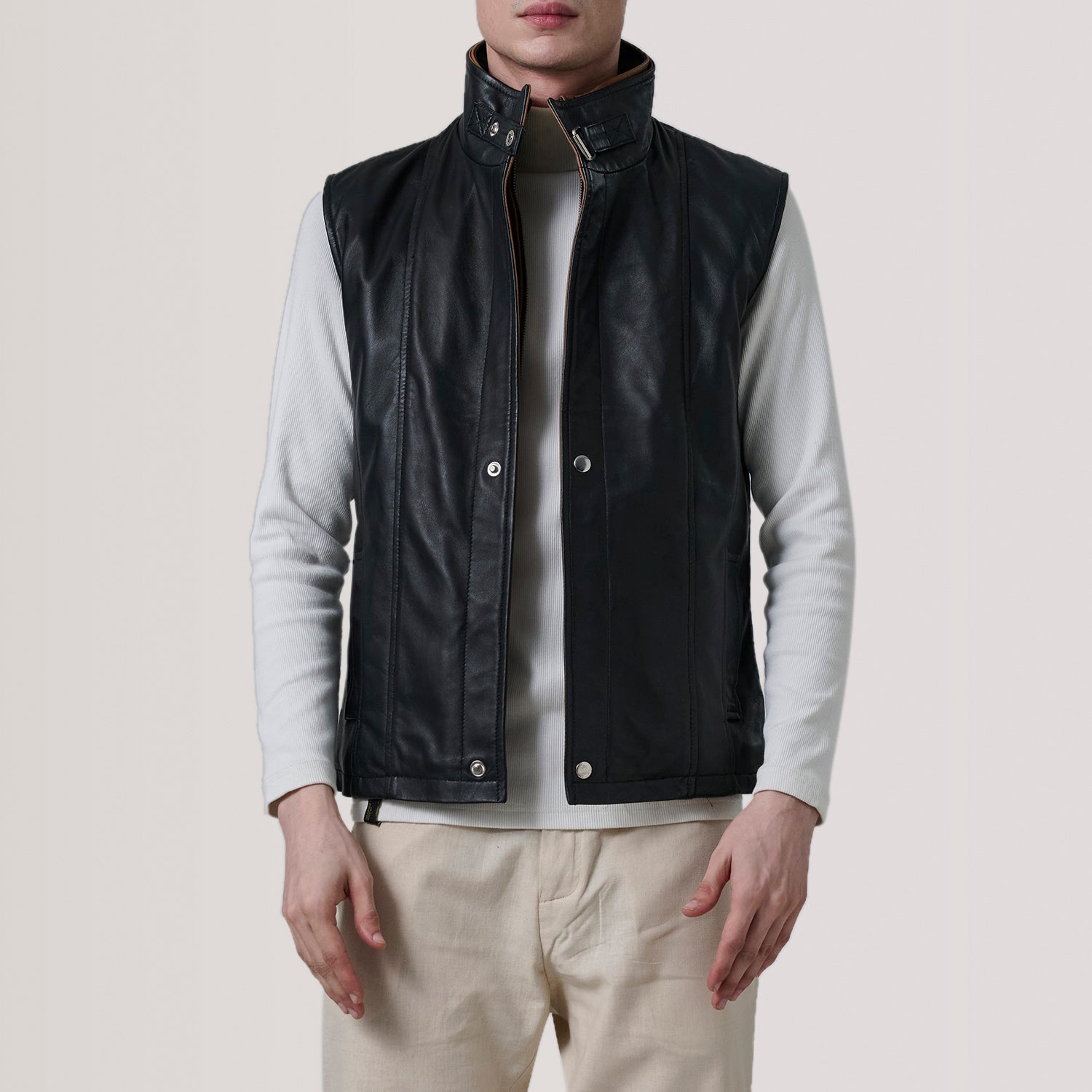 Sowachi Zane Black Leather Vest