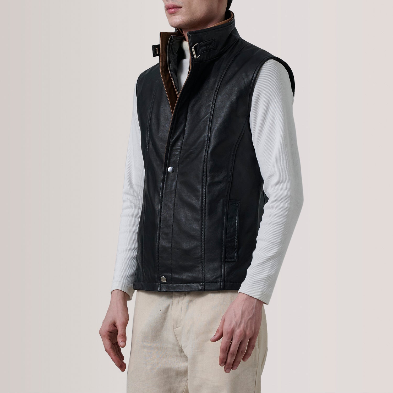 Sowachi Zane Black Leather Vest