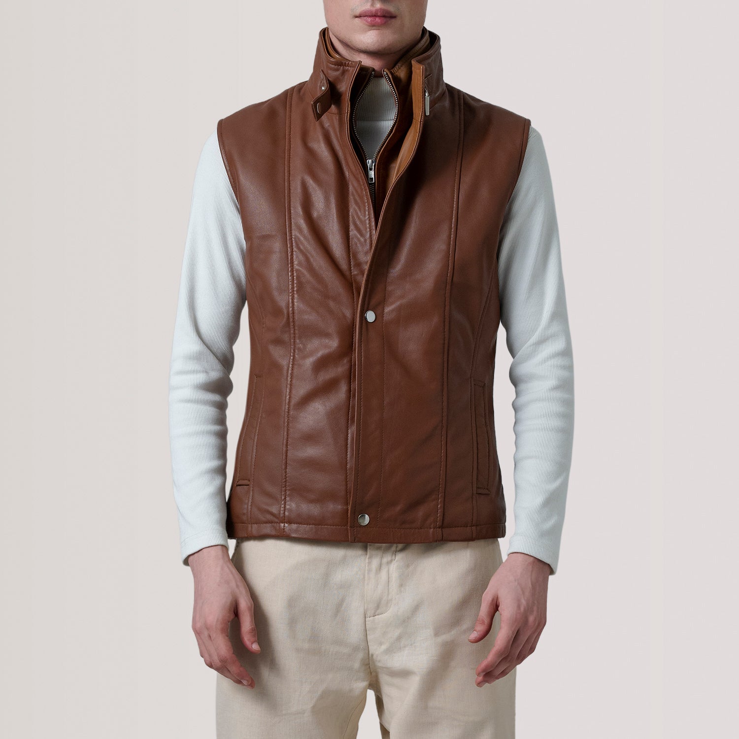 Sowachi Zane Waxed Brown Leather Vest