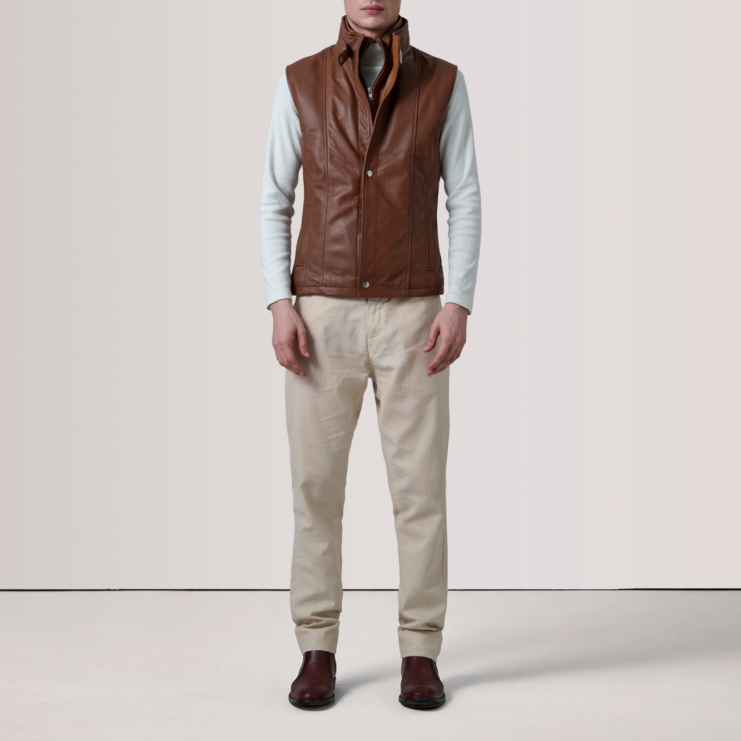 Sowachi Zane Waxed Brown Leather Vest