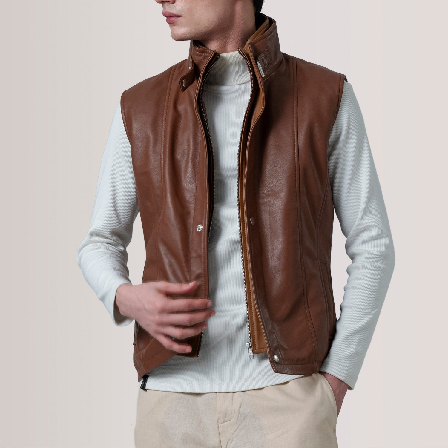 Sowachi Zane Waxed Brown Leather Vest