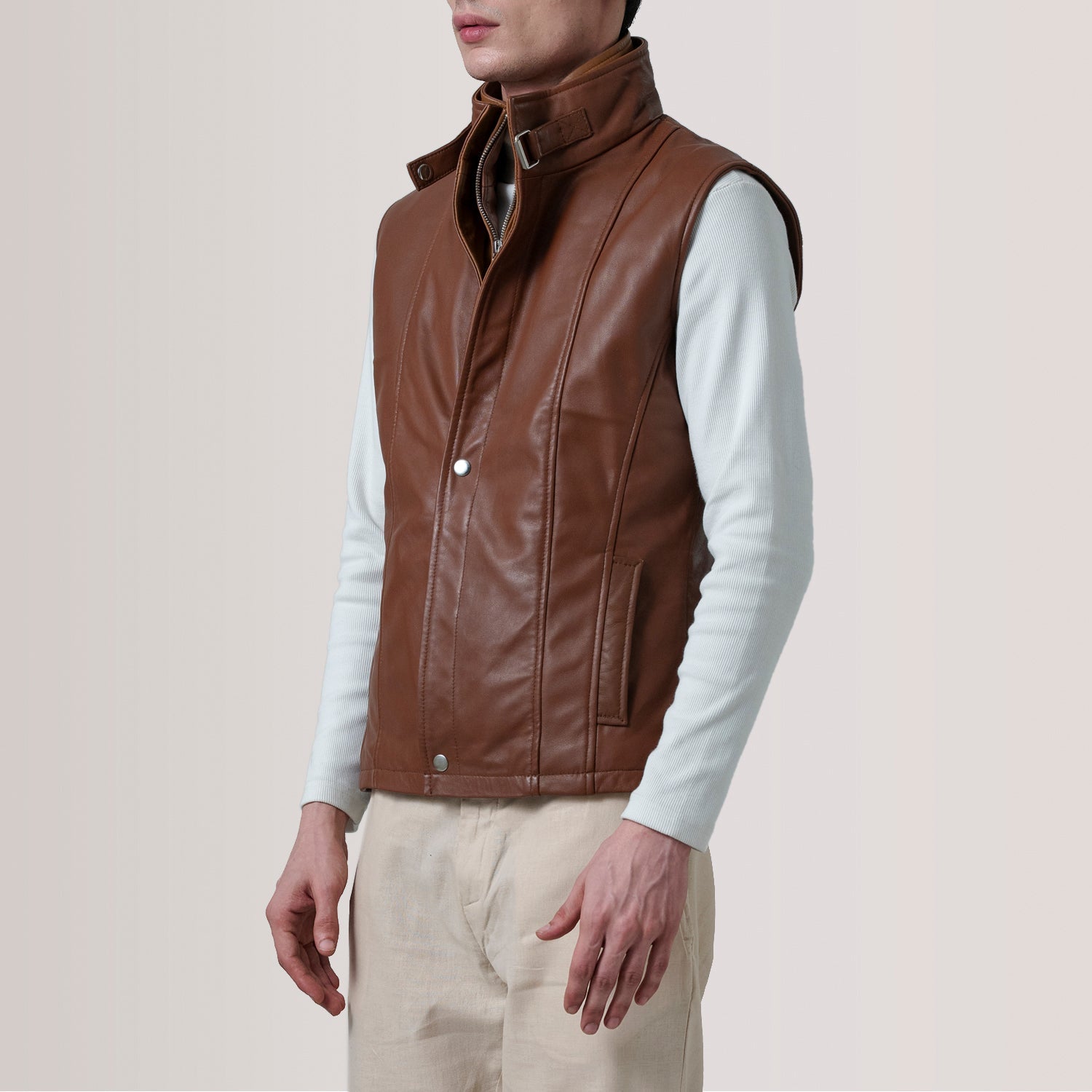 Sowachi Zane Waxed Brown Leather Vest