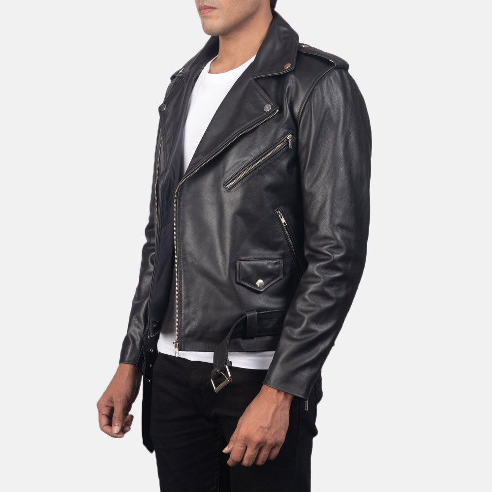 Sowachi Allaric Alley Black Leather Biker Jacket