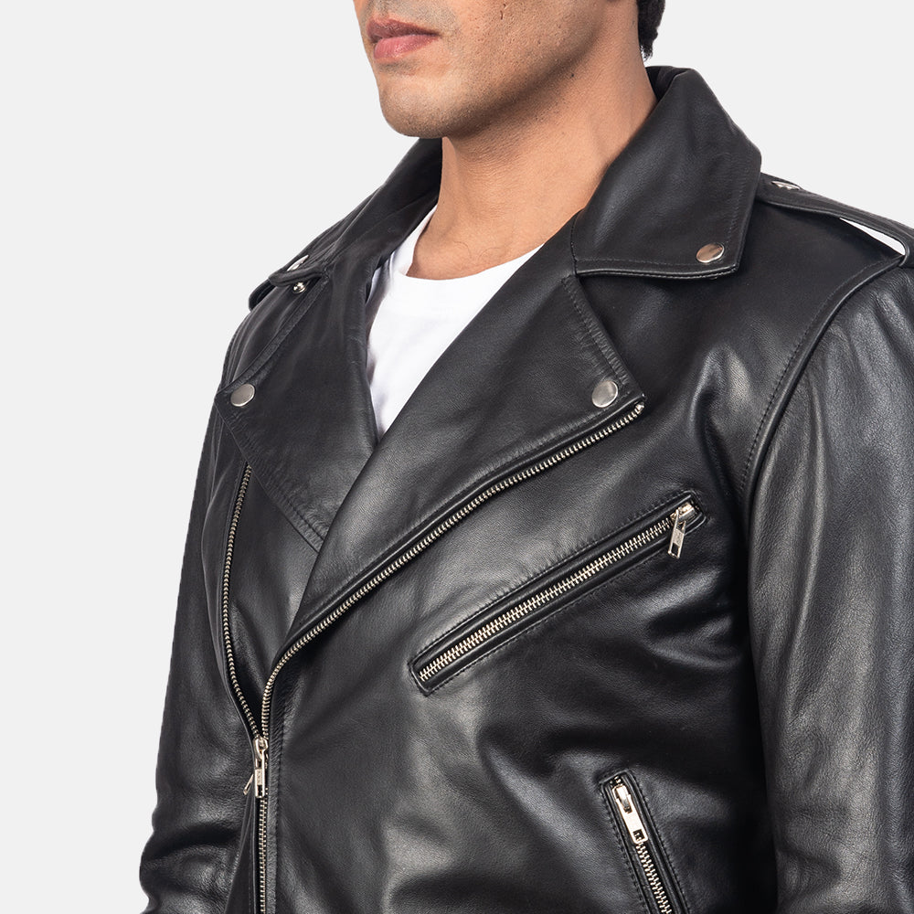 Sowachi FS] Allaric Alley Black Leather Biker Jacket