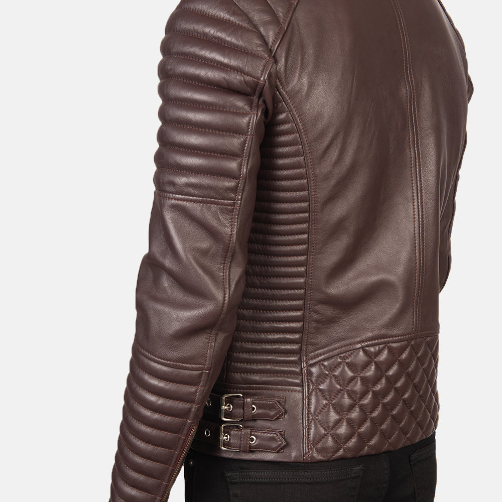 Sowachi Armand Maroon Leather Biker Jacket