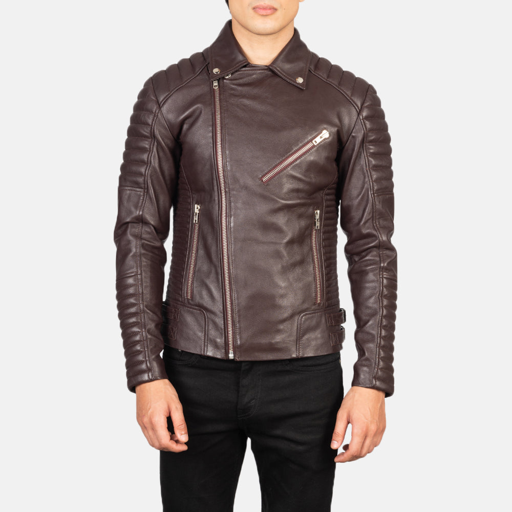 Sowachi Armand Maroon Leather Biker Jacket
