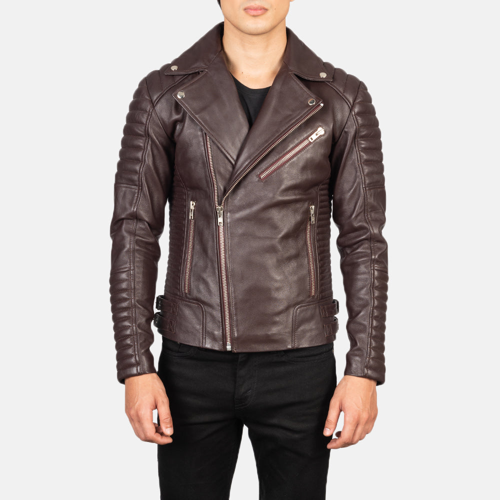 Sowachi Armand Maroon Leather Biker Jacket