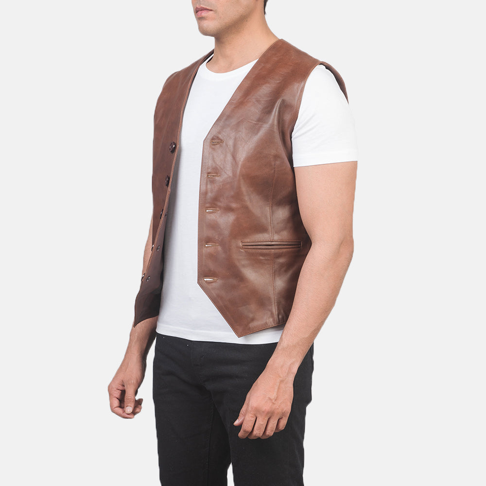 Sowachi Auden Brown Leather Vest