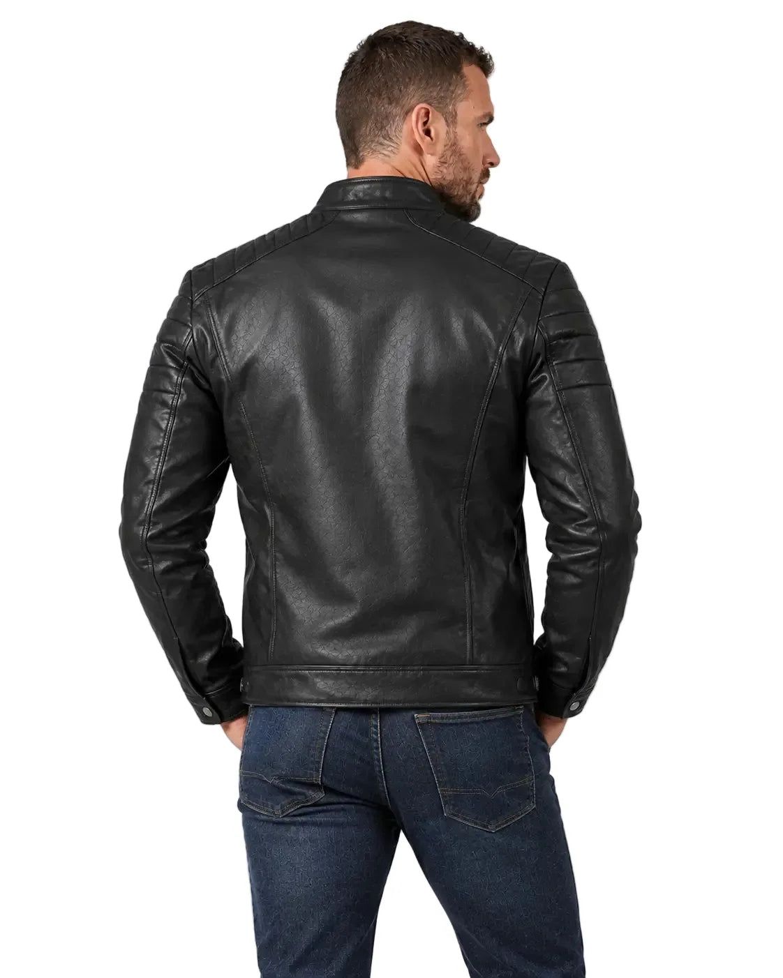 Sowachi Ravren - Men's Black Cafe Racer Style Leather Jacket