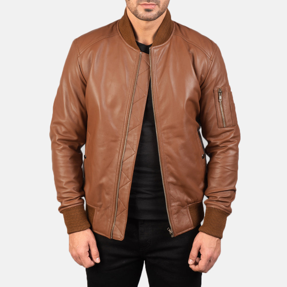 Sowachi Bomia Ma-1 Brown Leather Bomber Jacket