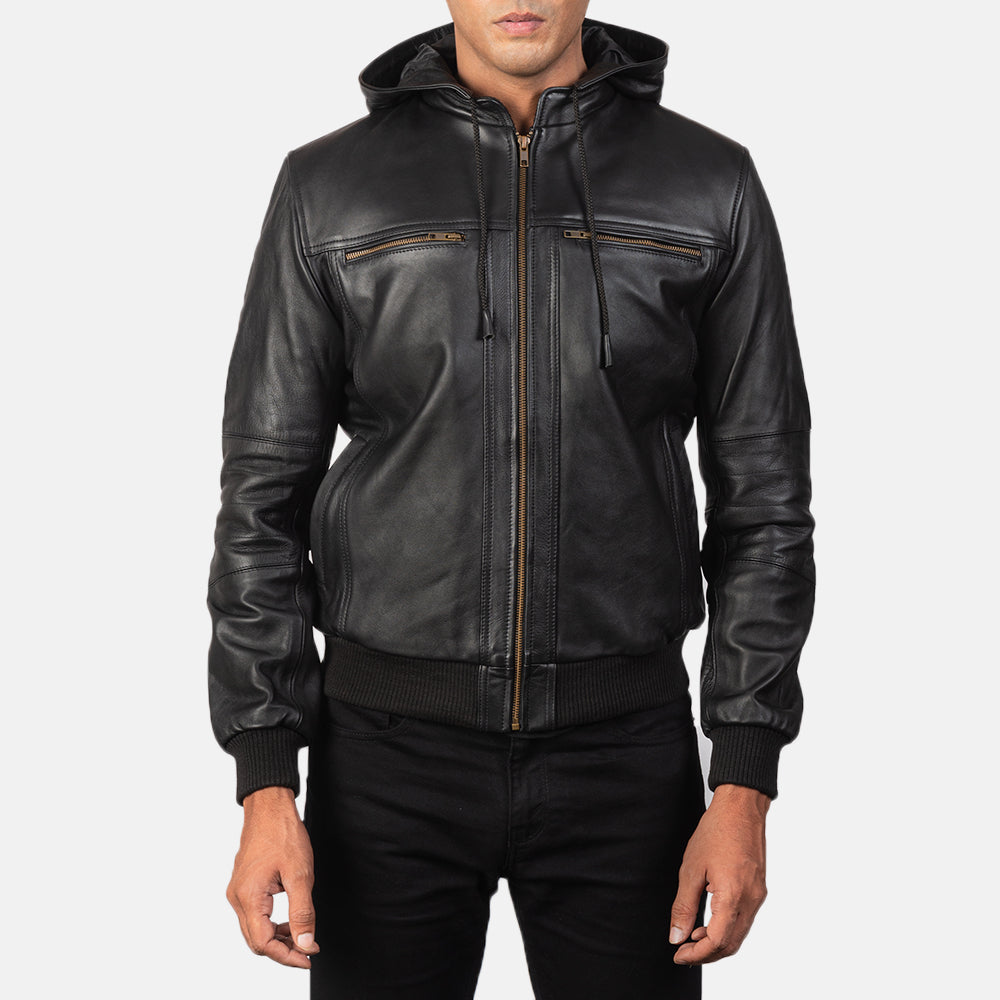 Sowachi [FS] Bouncer Biz Black Leather Bomber Jacket