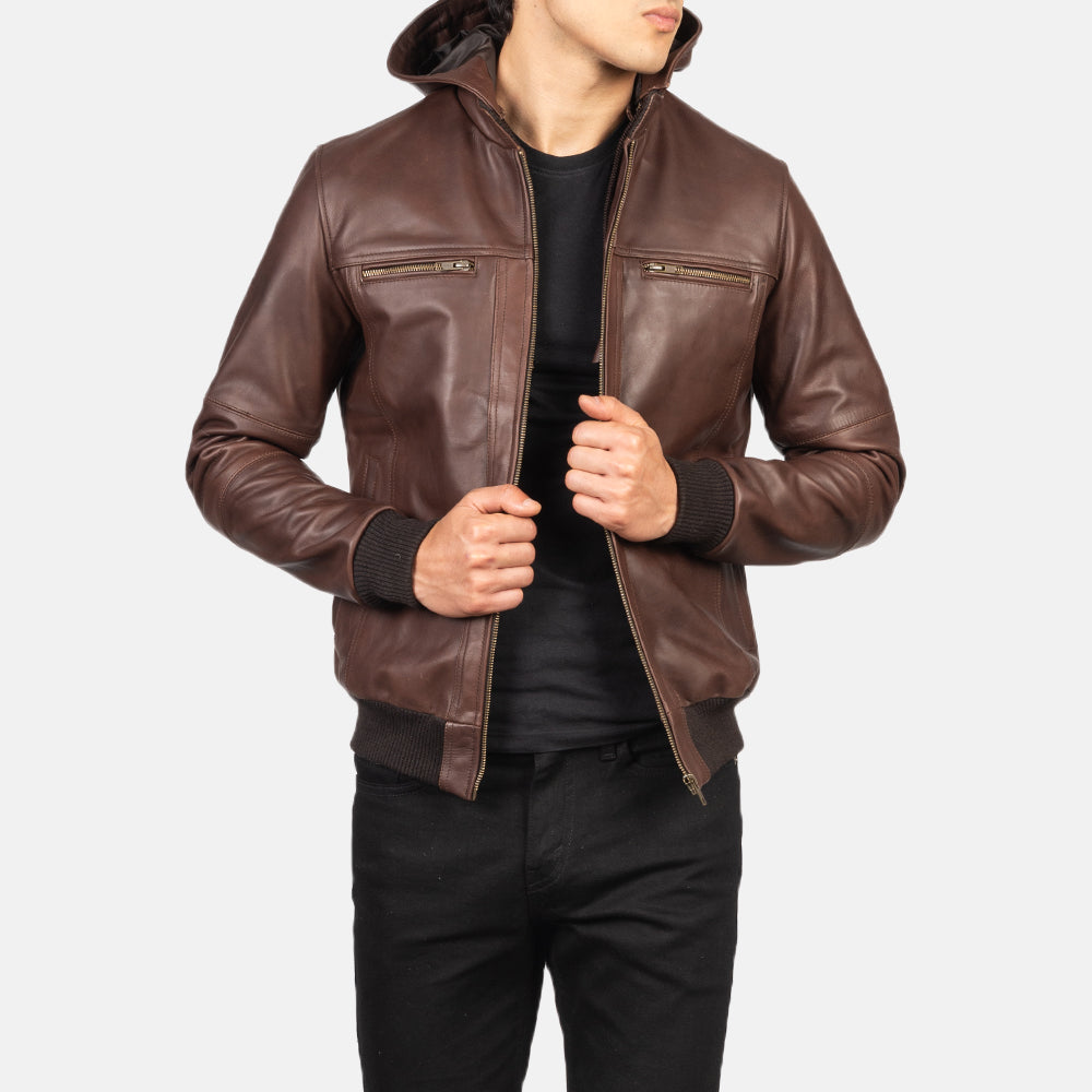 Sowachi [FS] Bouncer Biz Brown Leather Bomber Jacket