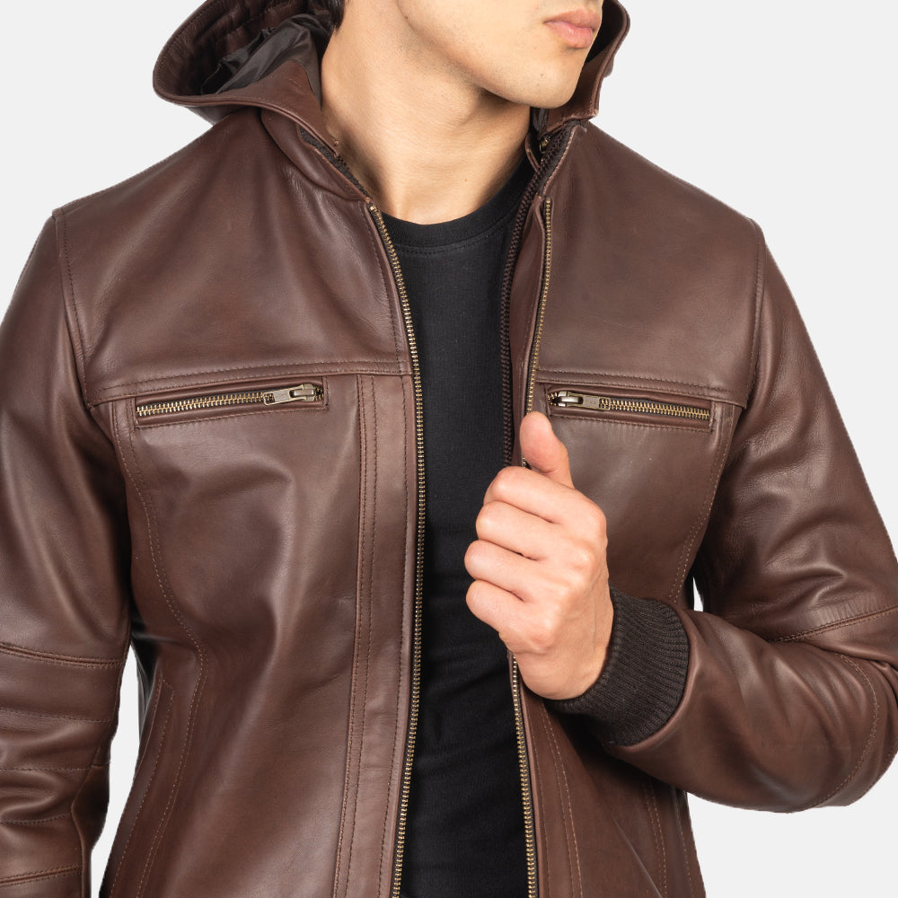 Sowachi [FS] Bouncer Biz Brown Leather Bomber Jacket