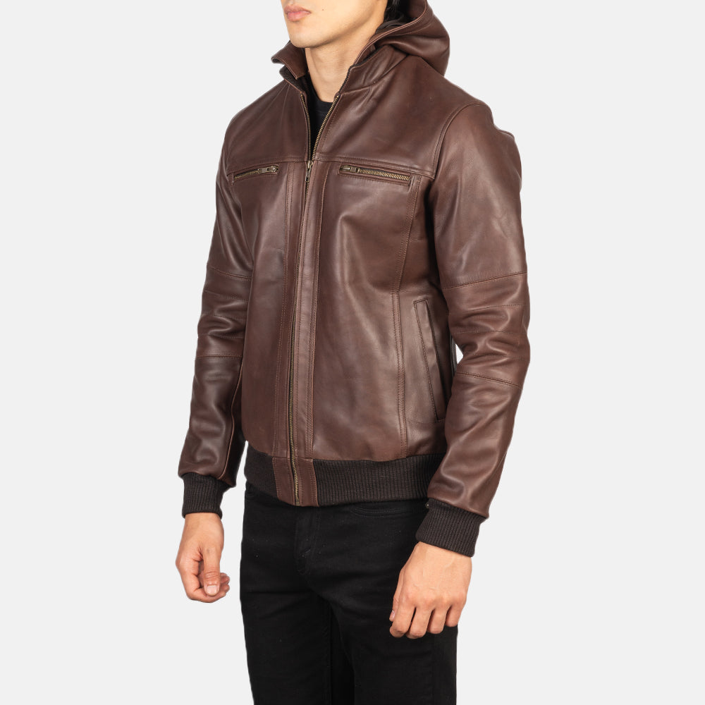 Sowachi [FS] Bouncer Biz Brown Leather Bomber Jacket